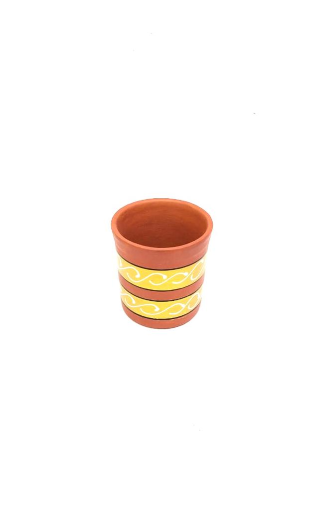 Cylindrical Glass Earthen Beverage Specials Plain & Hand Painted By Tamrapatra