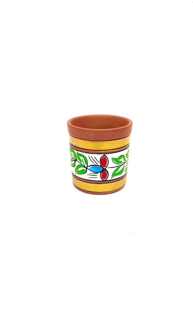 Cylindrical Glass Earthen Beverage Specials Plain & Hand Painted By Tamrapatra