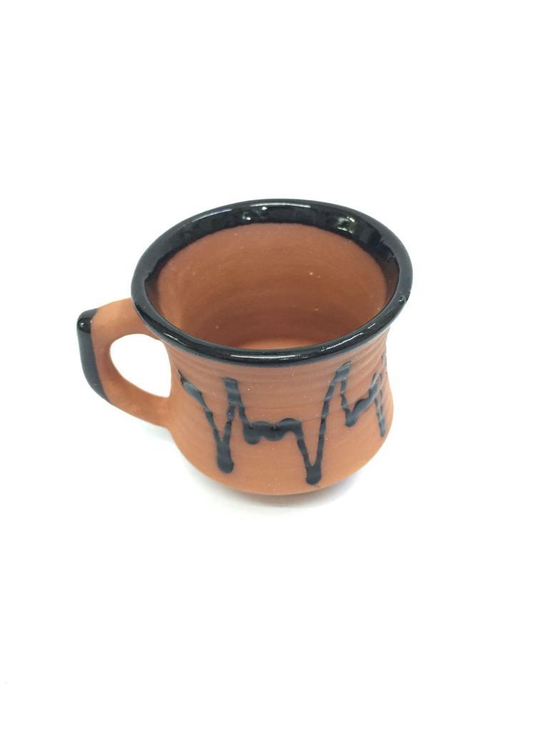 Line Cups Set Of 6 Plain & Glazed Serve Refreshments Earthenware Tamrapatra