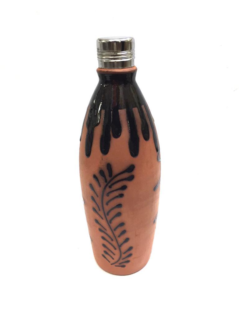 Glazed Designer Water Bottle With Steel Cap Stay Healthy & Fit By Tamrapatra