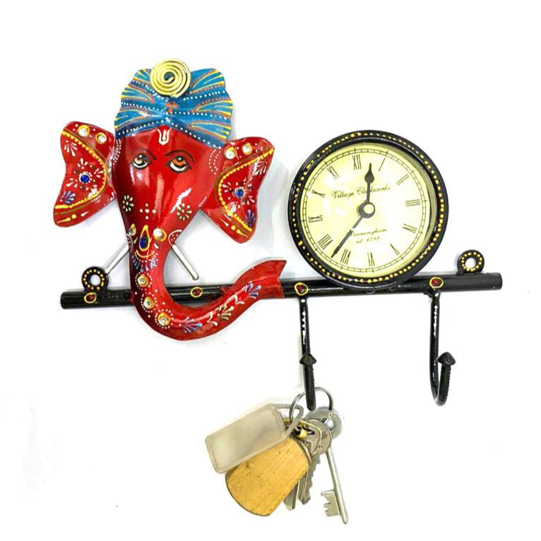 God Idols Clock Key Holder Metal Art Utility Traditional Hand Painted Tamrapatra
