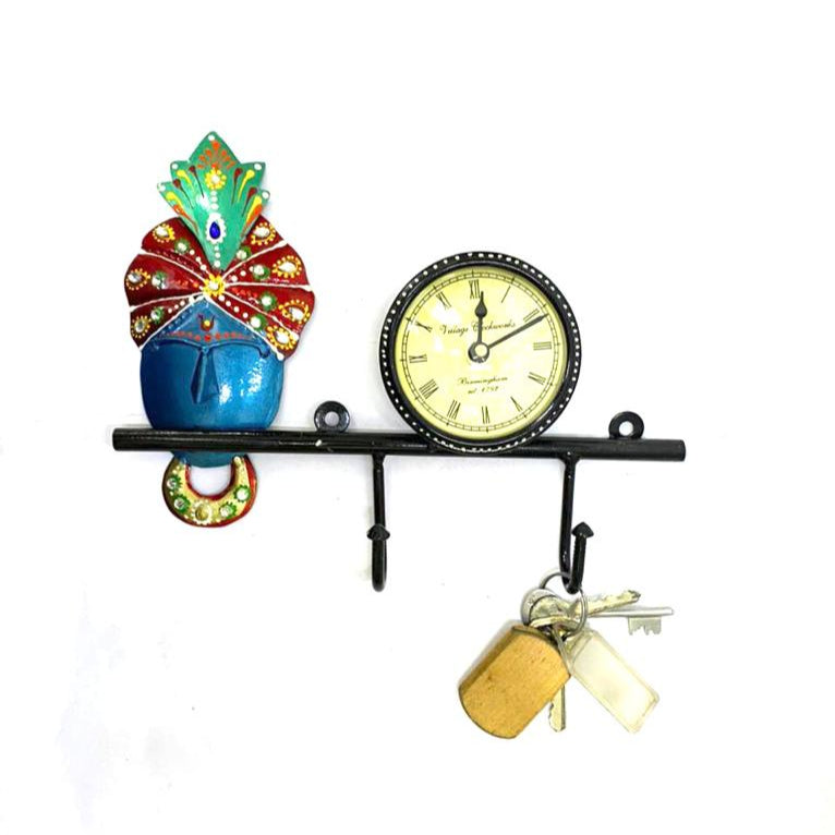 God Idols Clock Key Holder Metal Art Utility Traditional Hand Painted Tamrapatra