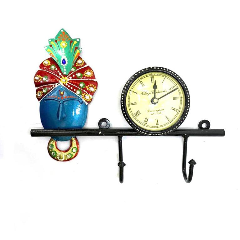 God Idols Clock Key Holder Metal Art Utility Traditional Hand Painted Tamrapatra