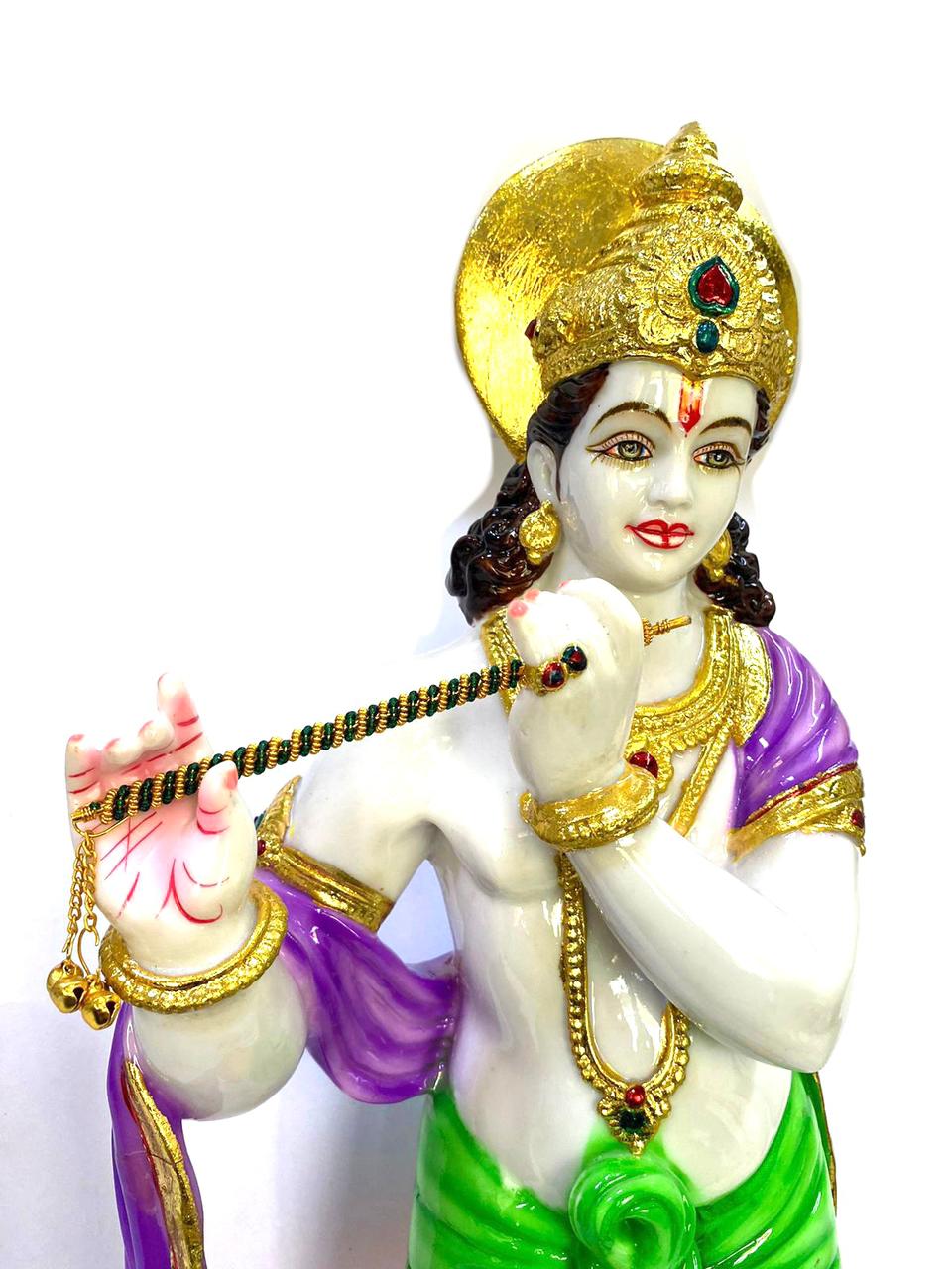 Krishna Statue Resin Art Religious Sculpture Figurine Decoration From Tamrapatra