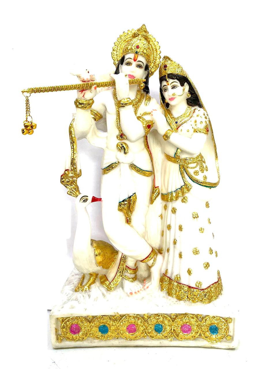 Radha Krishna Sculpture Religious Idols Beautiful Spiritual Display From Tamrapatra