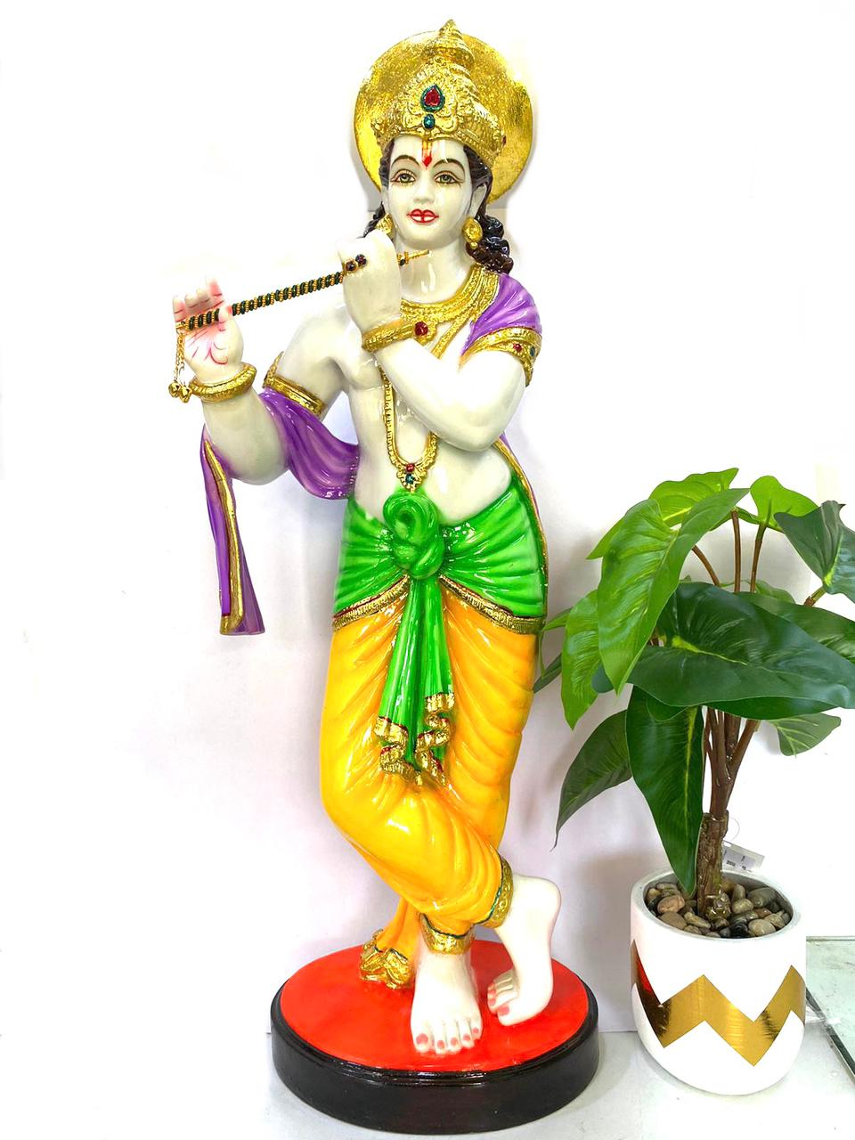 Krishna Statue Resin Art Religious Sculpture Figurine Decoration From Tamrapatra