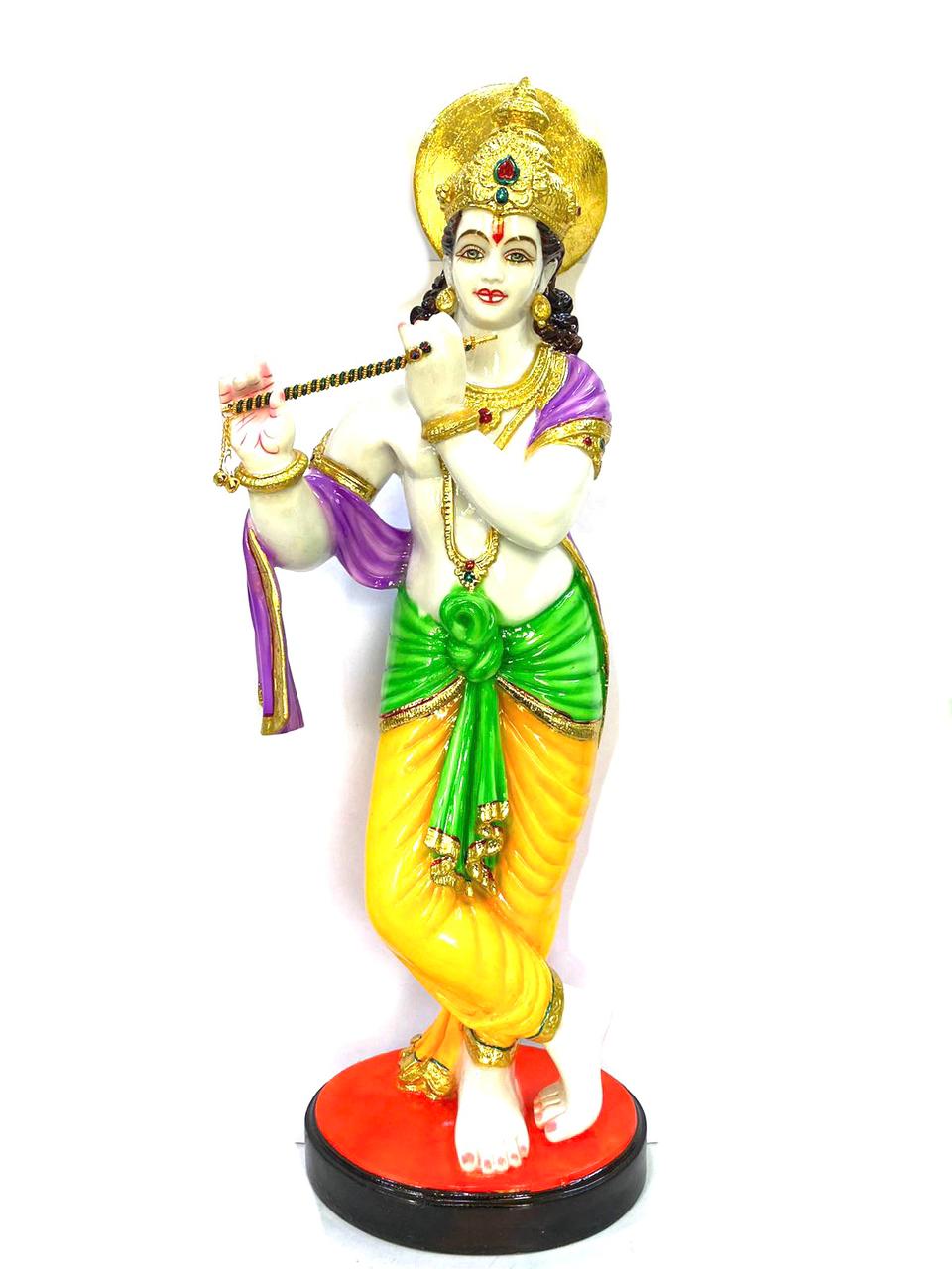 Krishna Statue Resin Art Religious Sculpture Figurine Decoration From Tamrapatra