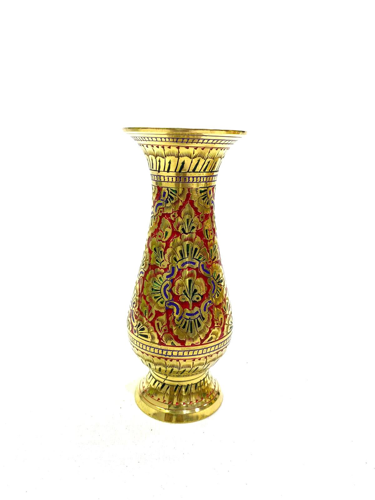 Brass Inlay Artwork On Flower Pots Extraordinary Collectible From Tamrapatra
