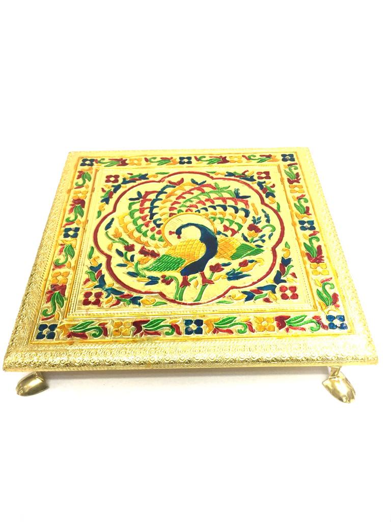 Charpoy Bajoth Golden Oxidized Patli With Metal Legs Gifting's From Tamrapatra