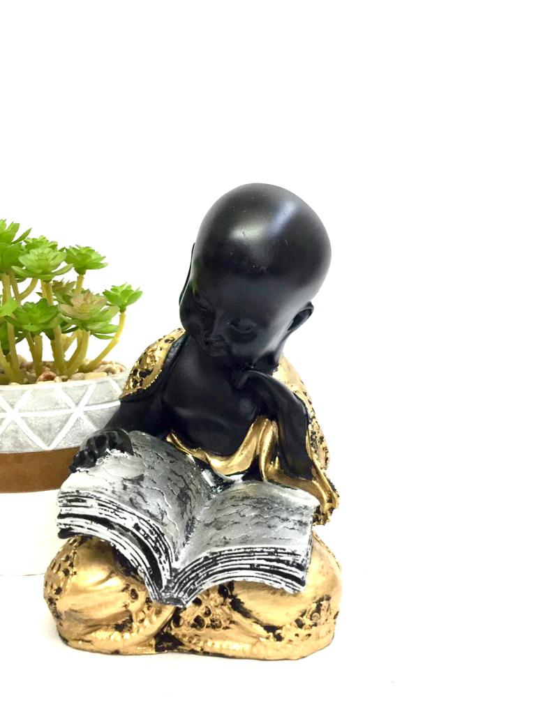Black Golden Monks Glossy Finish In Spiritual Feng Shui Décor By Tamrapatra