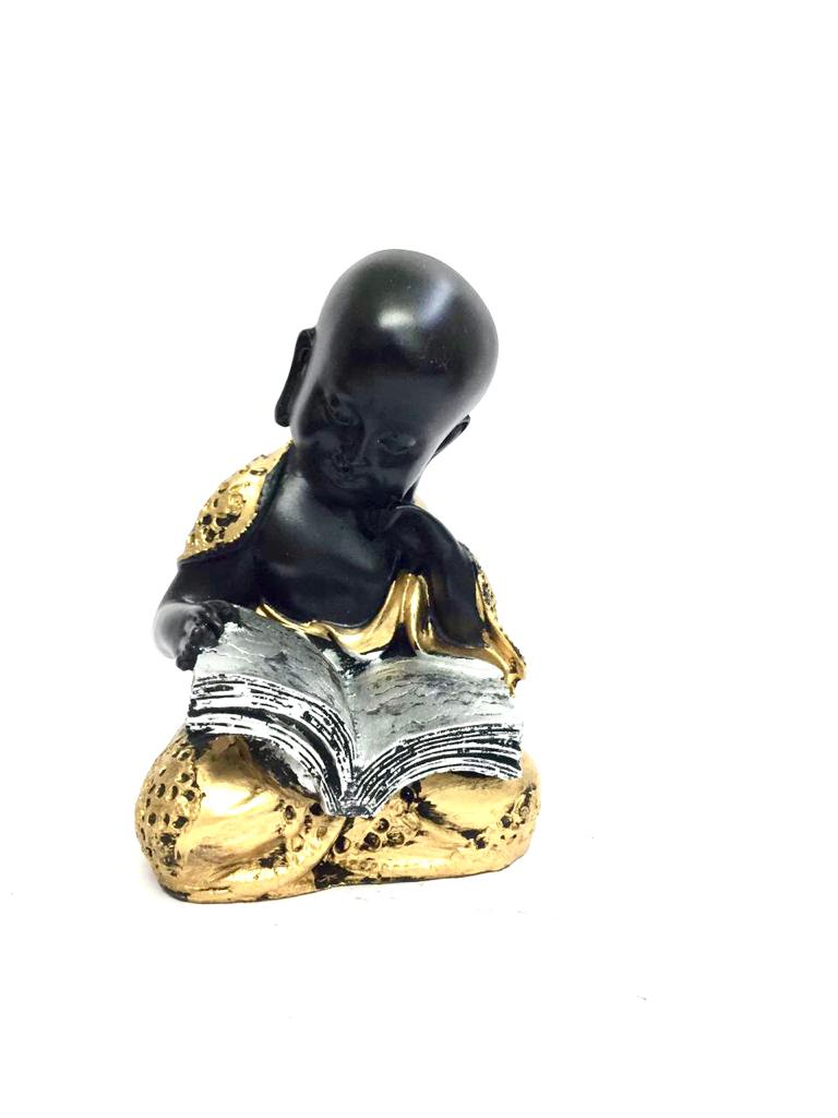Black Golden Monks Glossy Finish In Spiritual Feng Shui Décor By Tamrapatra