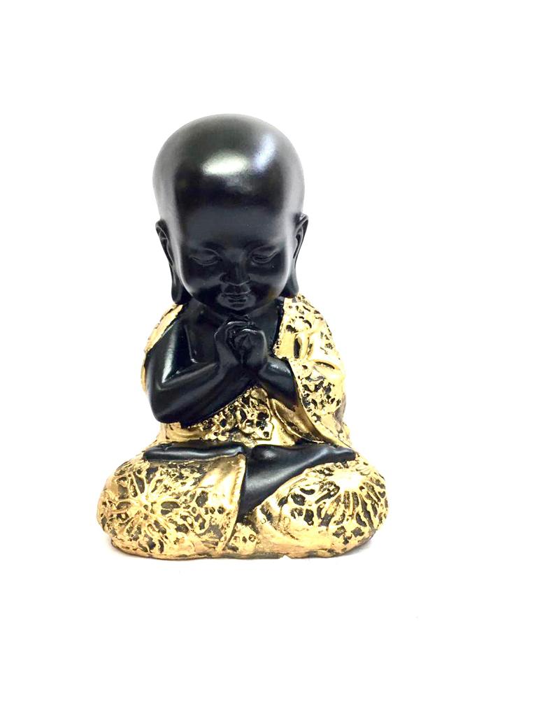 Black Golden Monks Glossy Finish In Spiritual Feng Shui Décor By Tamrapatra