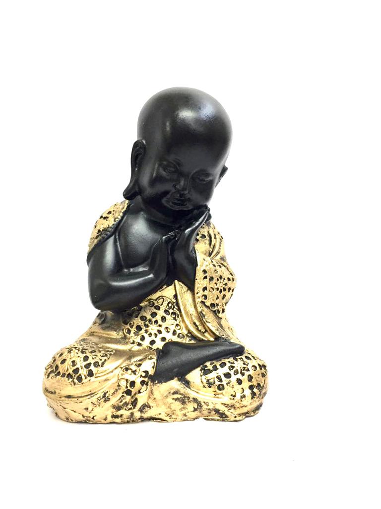 Black Golden Monks Glossy Finish In Spiritual Feng Shui Décor By Tamrapatra