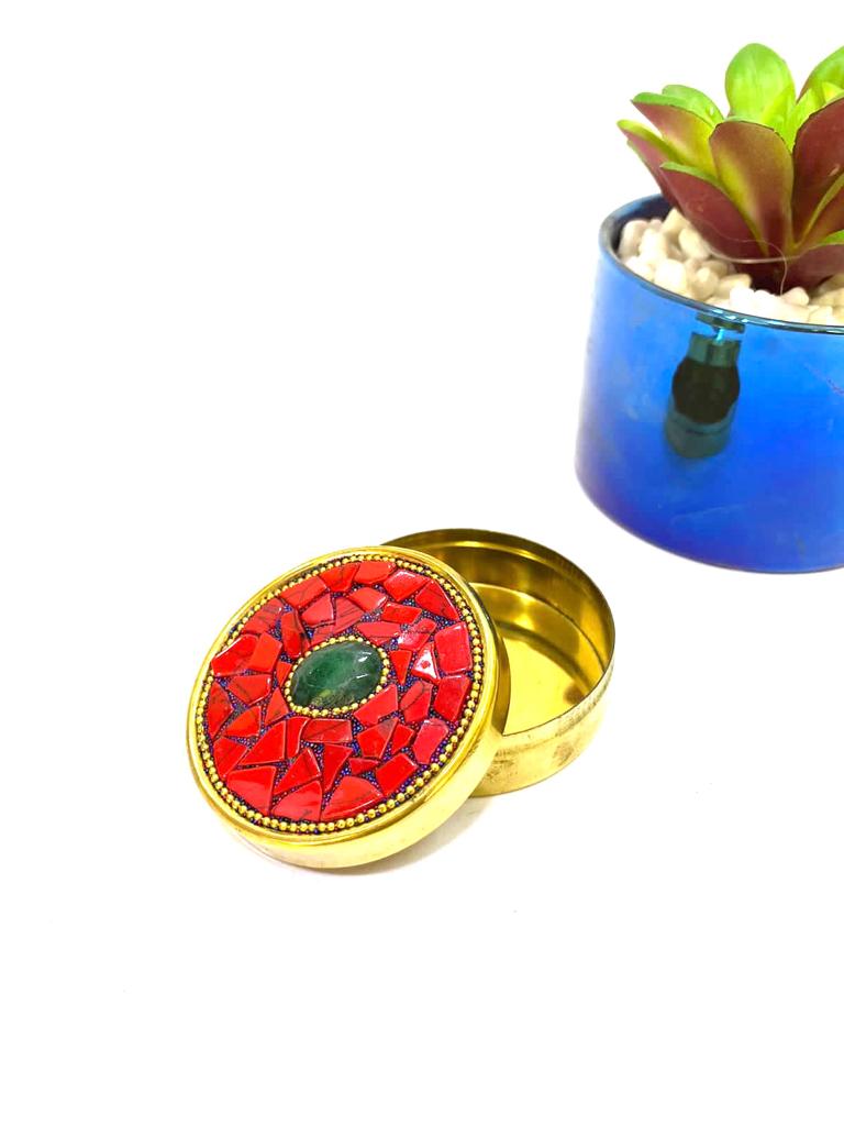 Brass Stone Dibbi With Storage Sindoor Jewelry Exclusive Range From Tamrapatra