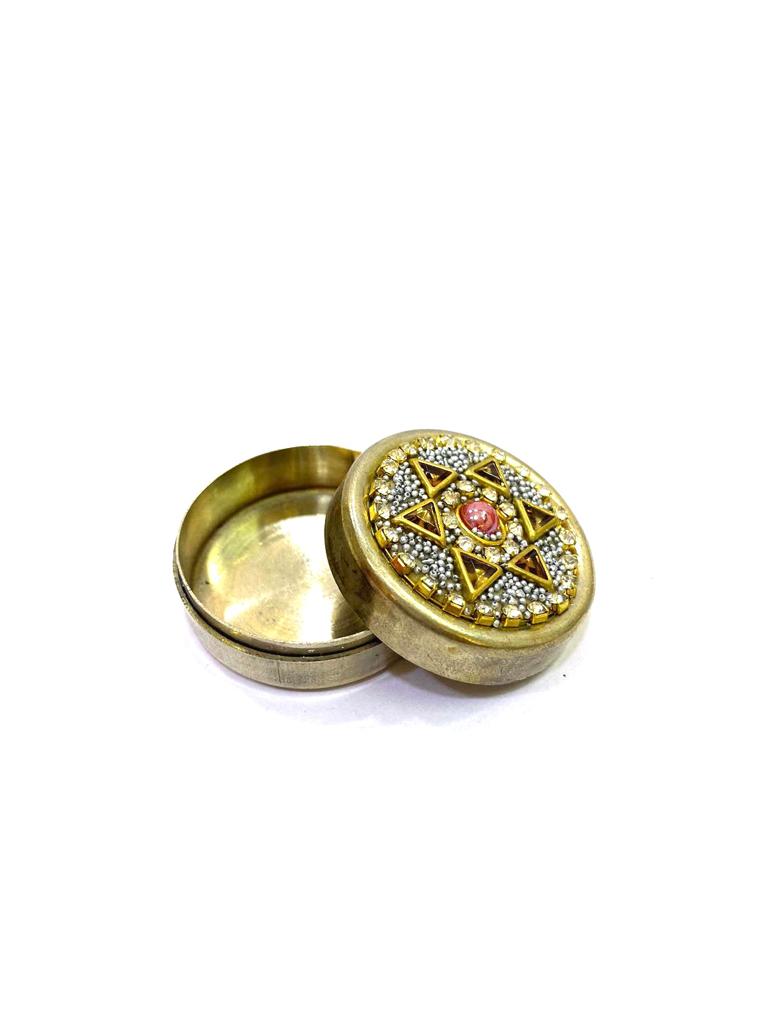Brass Stone Dibbi With Storage Sindoor Jewelry Exclusive Range From Tamrapatra