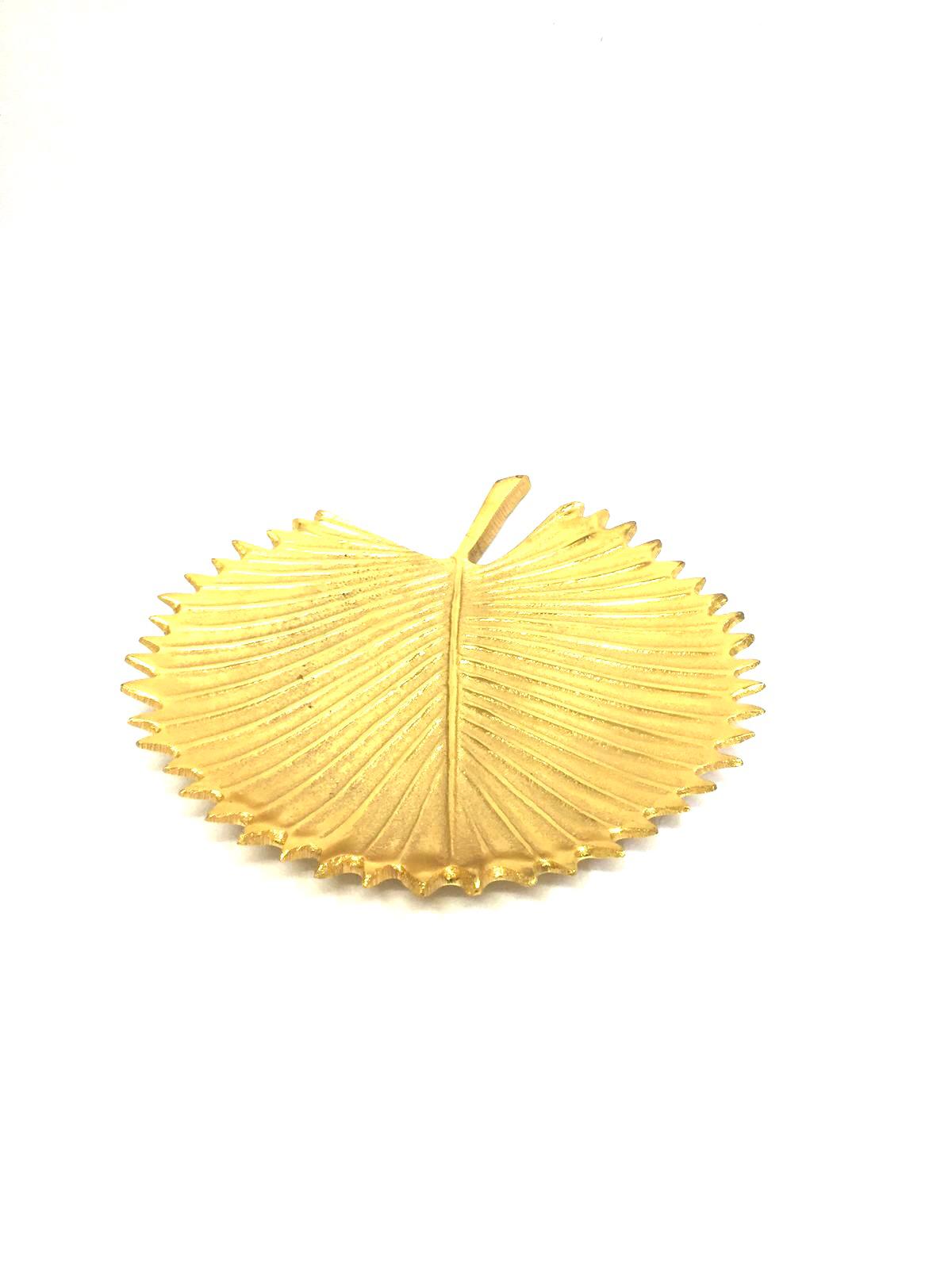 Golden Leaf Platter Metal Crafts Bring Attraction With Utility From Tamrapatra