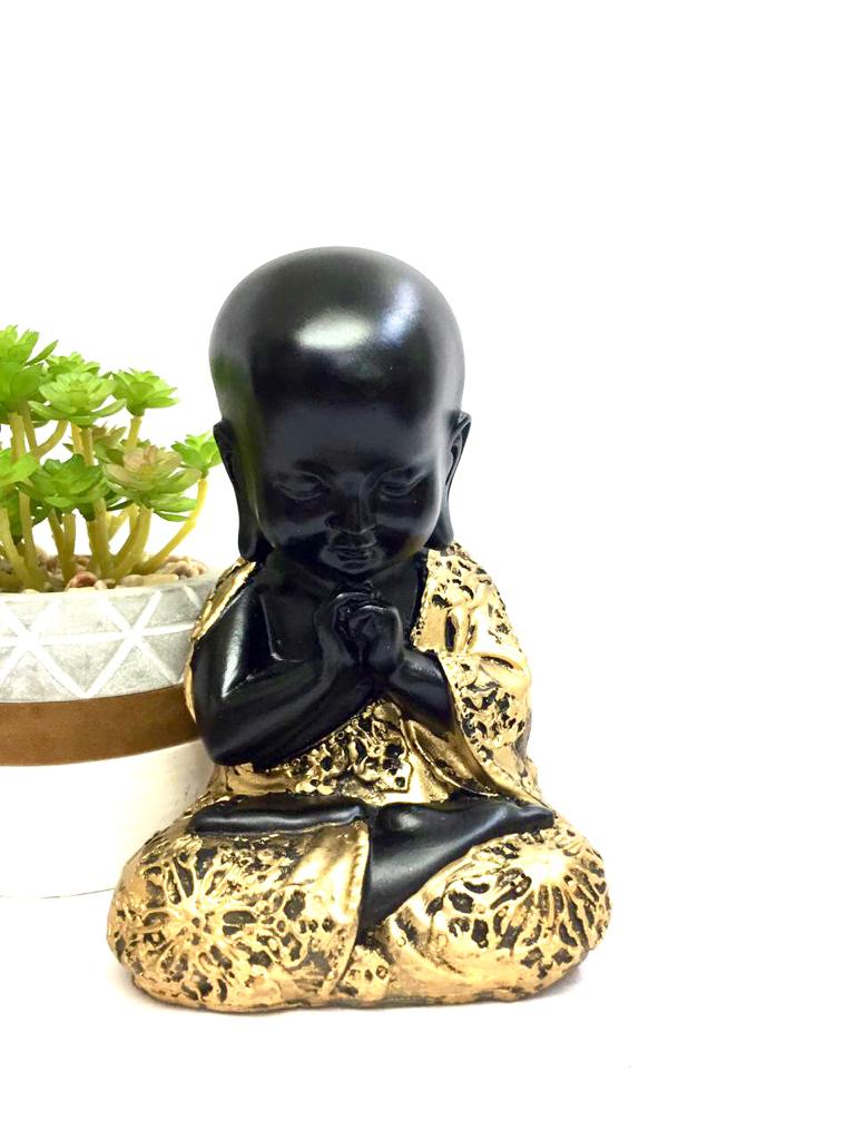 Black Golden Monks Glossy Finish In Spiritual Feng Shui Décor By Tamrapatra