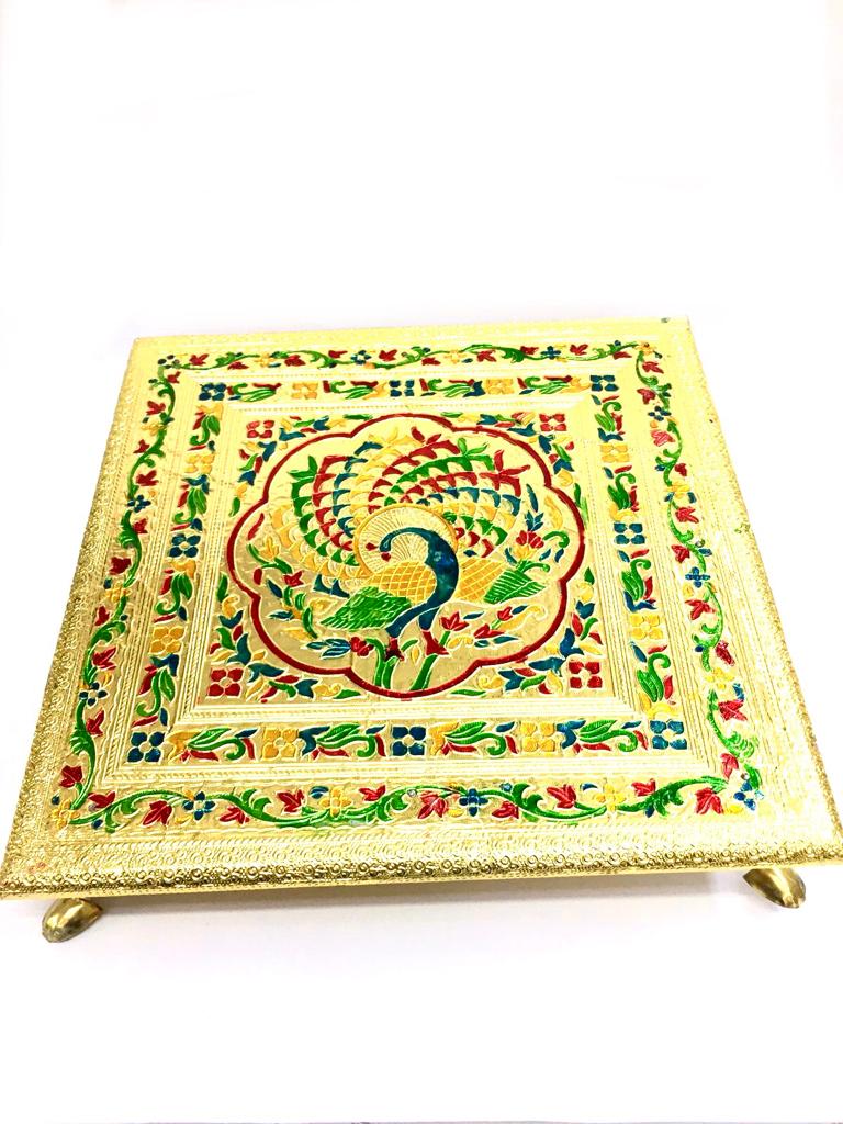 Charpoy Bajoth Golden Oxidized Patli With Metal Legs Gifting's From Tamrapatra