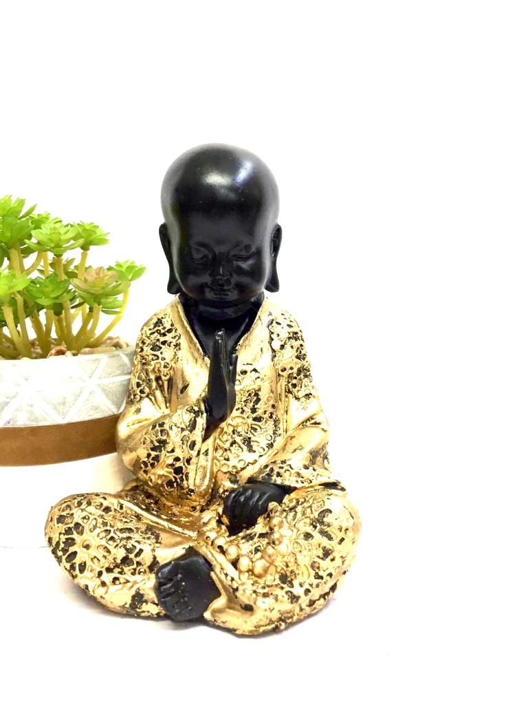 Black Golden Monks Glossy Finish In Spiritual Feng Shui Décor By Tamrapatra