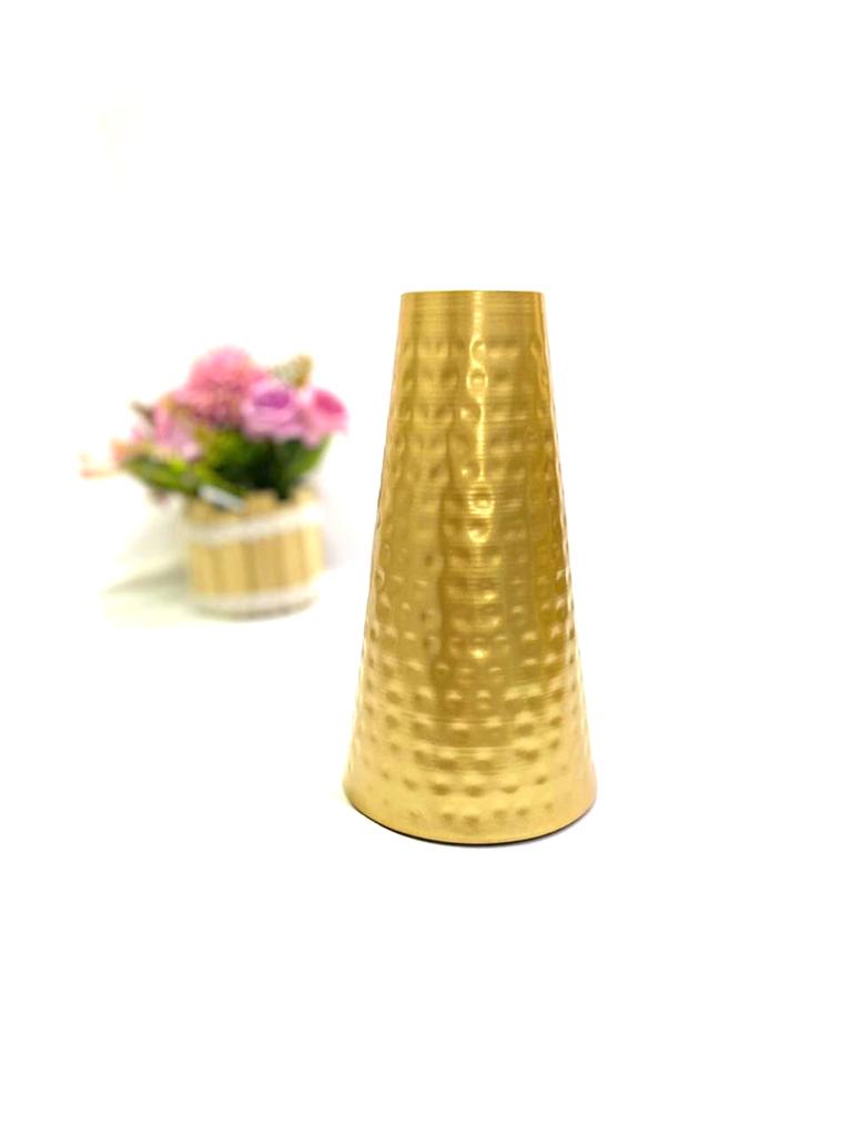 Hammered Pots Golden Flower Vase Metal Planters Design From Tamrapatra