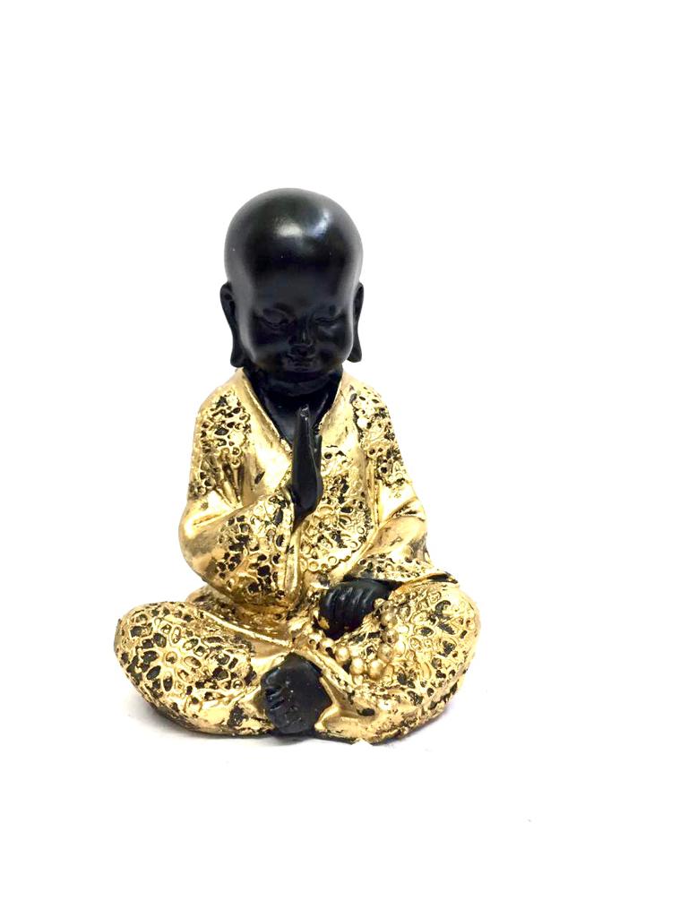 Black Golden Monks Glossy Finish In Spiritual Feng Shui Décor By Tamrapatra