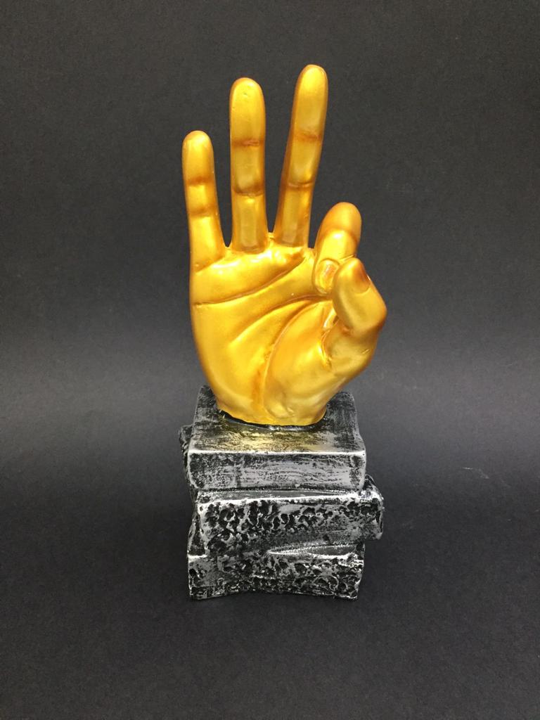 Hand Gestures Elegant Modern Theme Décor Brown Golden Shades From Tamrapatra