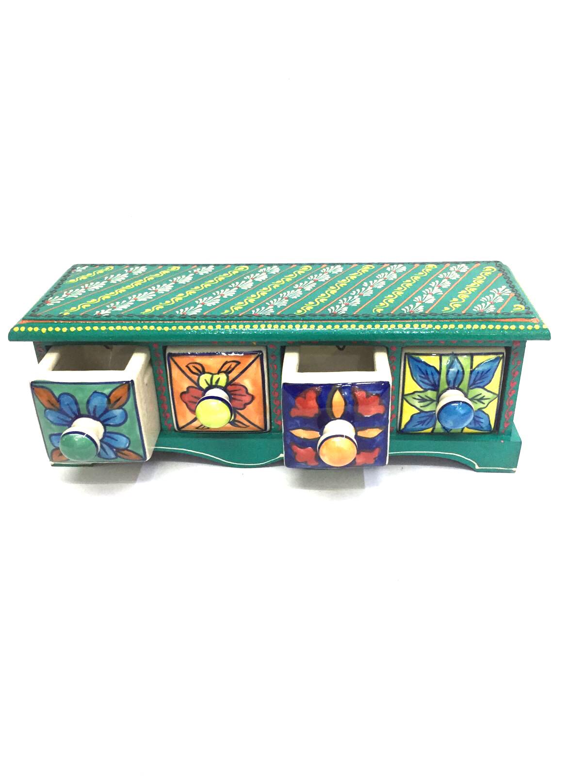 Long Horizontal 4 Drawer Ceramic Drawer Dressing Table Storage By Tamrapatra