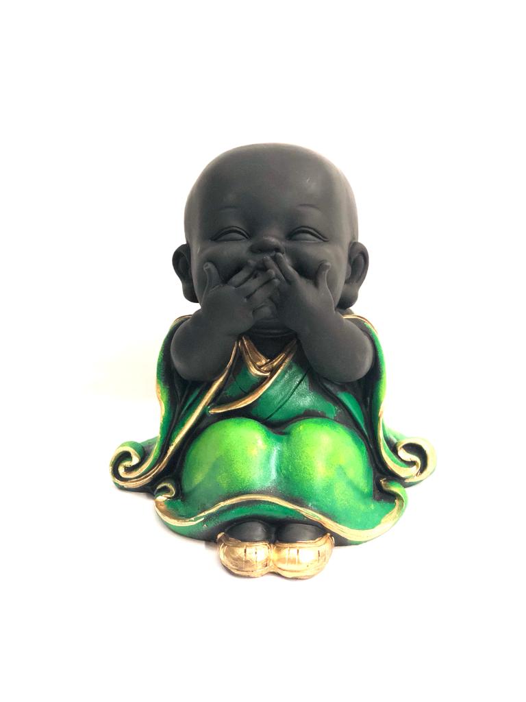 Big Happy Monks Lovely Resin Creations Set Of 3 In Cool Colors By Tamrapatra