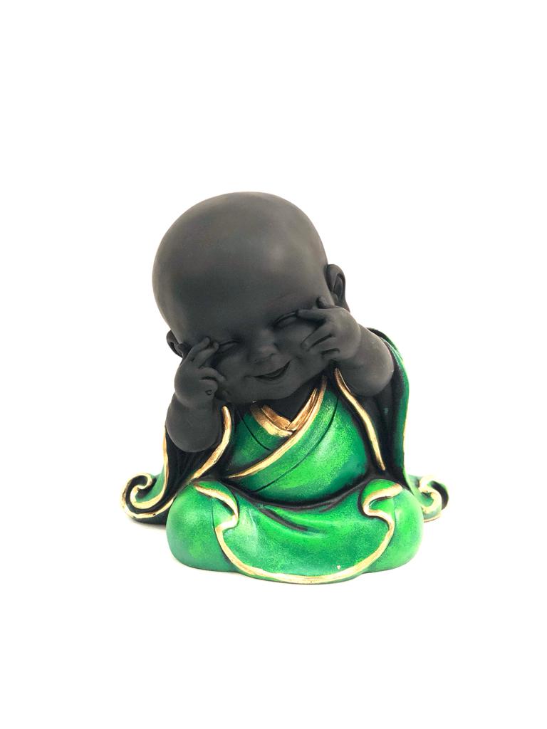 Big Happy Monks Lovely Resin Creations Set Of 3 In Cool Colors By Tamrapatra