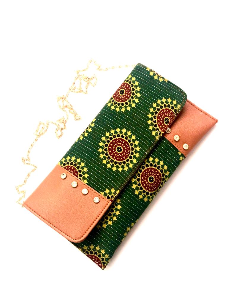 Carry Your Purse In Style With Chain Shoulder Bag With New Block Print Tamrapatra