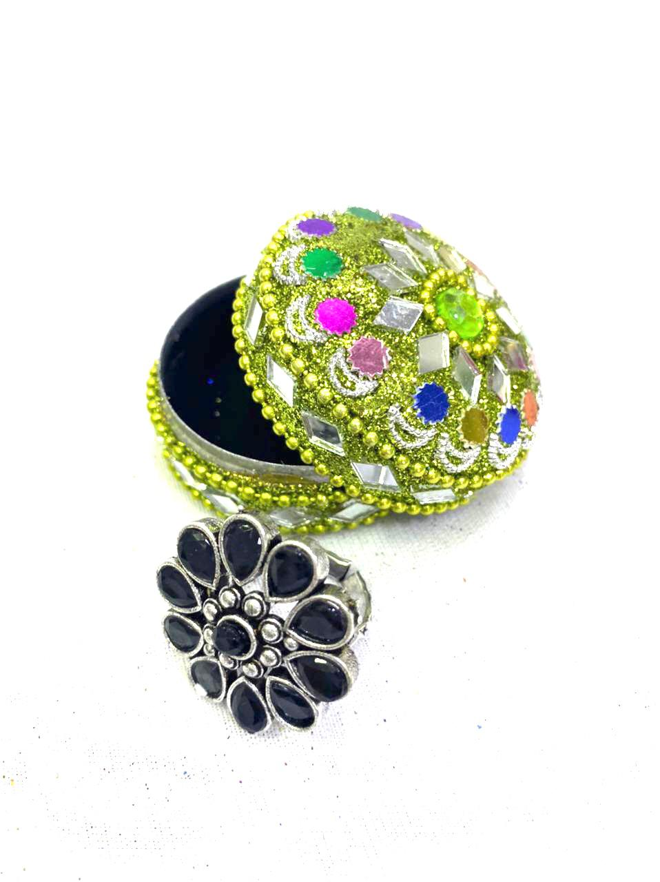 Jewelry Box Mirror & Kundan Art Handcrafted Storage Gifts Occasion Tamrapatra