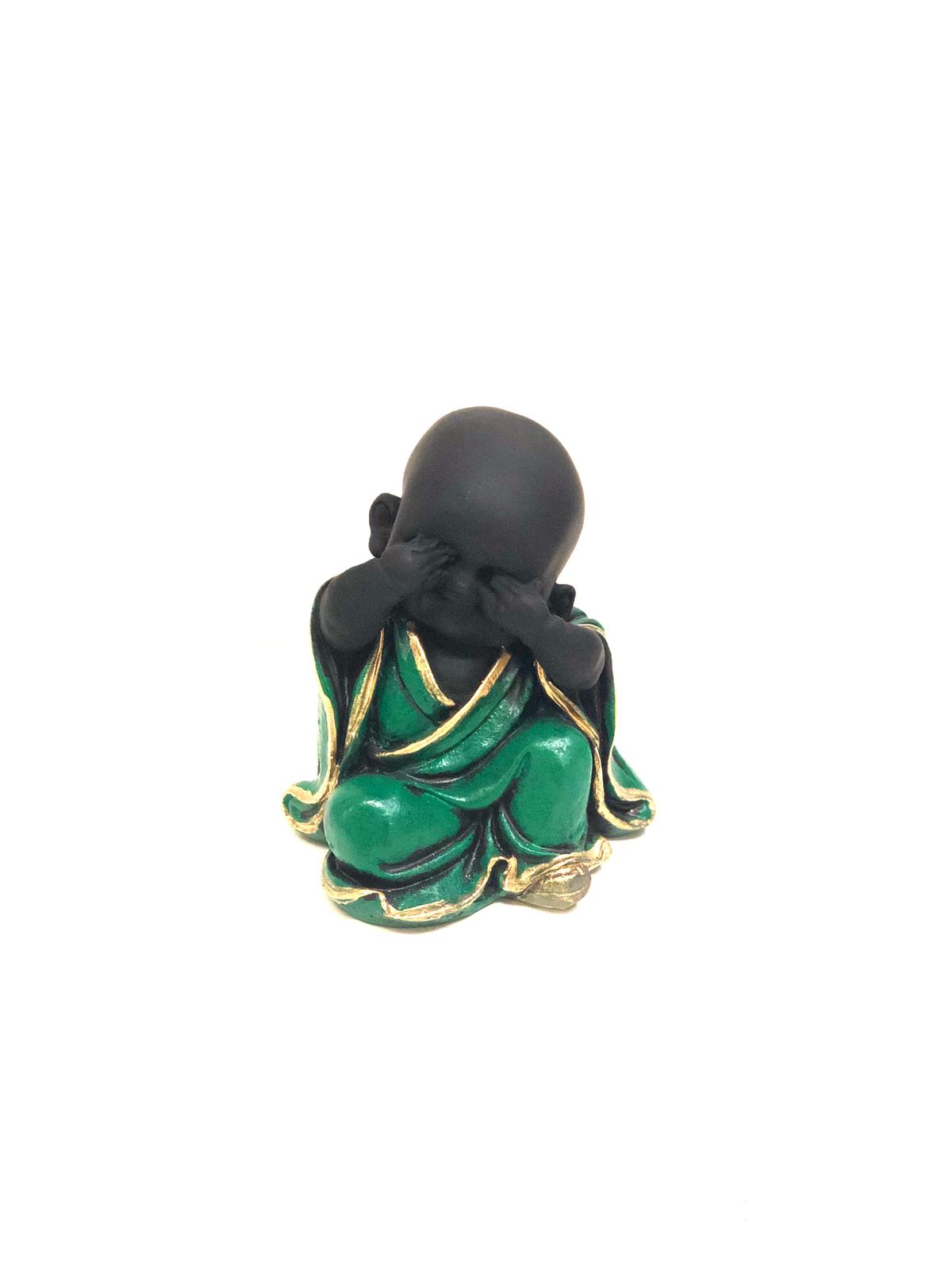 Three Wise Happy Monks Set Various Shades Feng Shui Spiritual Art Tamrapatra