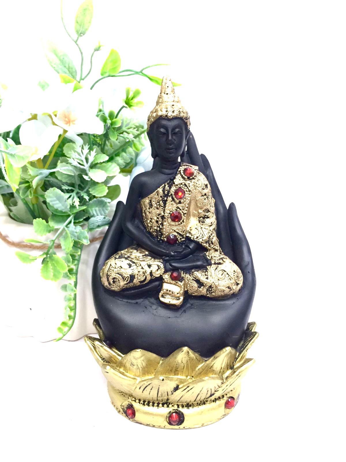 Buddha Meditating On Hand Striking Spiritual Series Handcrafted At Tamrapatra