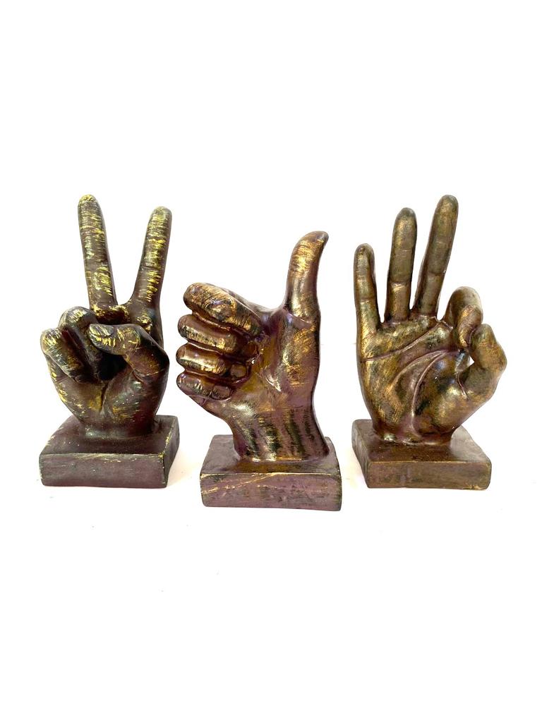 Hand Gestures Elegant Modern Theme Décor Brown Golden Shades From Tamrapatra