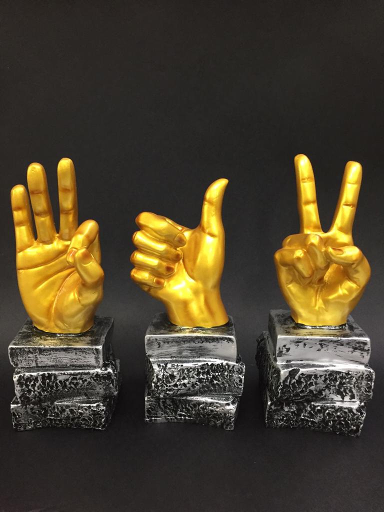 Hand Gestures Elegant Modern Theme Décor Brown Golden Shades From Tamrapatra