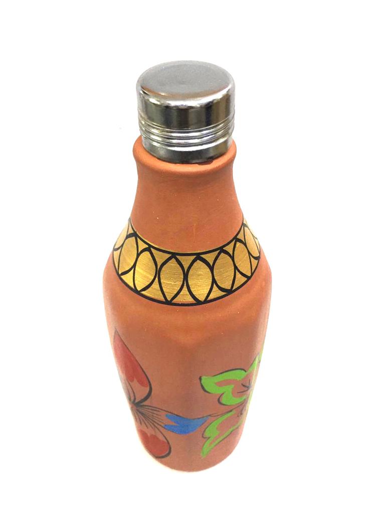 Hand Painted Pahal Bisleri Style Water Bottle With Easy Open Steel Lid Tamrapatra