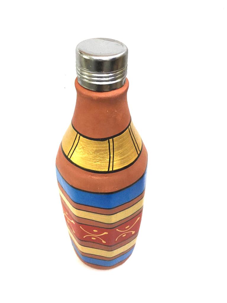 Hand Painted Pahal Bisleri Style Water Bottle With Easy Open Steel Lid Tamrapatra