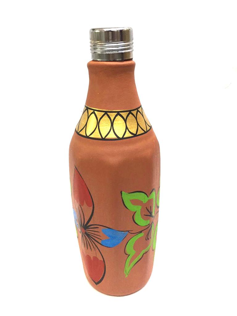 Hand Painted Pahal Bisleri Style Water Bottle With Easy Open Steel Lid Tamrapatra