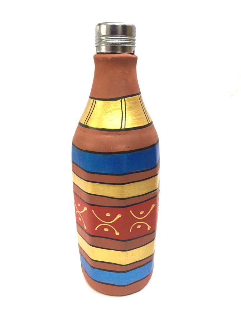 Hand Painted Pahal Bisleri Style Water Bottle With Easy Open Steel Lid Tamrapatra