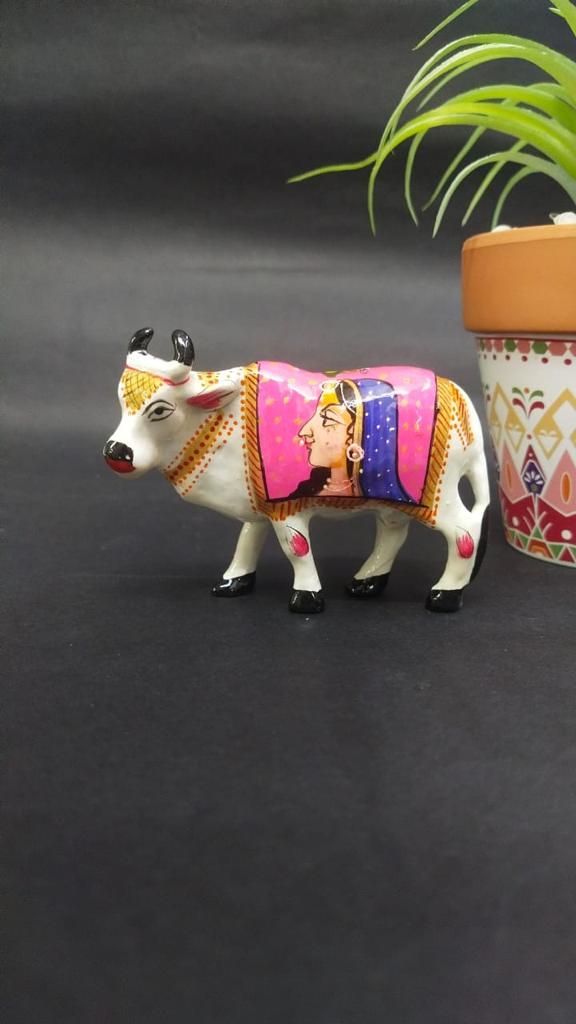Hand Painting On Metal Cow Memorable Indian Souvenir Gifts By Tamrapatra
