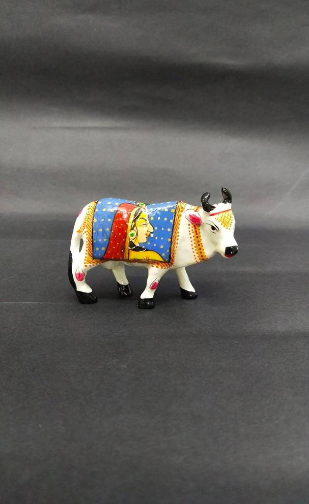 Hand Painting On Metal Cow Memorable Indian Souvenir Gifts By Tamrapatra