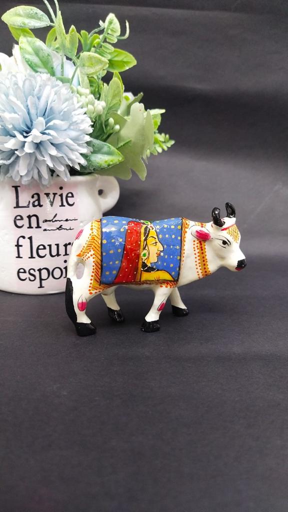 Hand Painting On Metal Cow Memorable Indian Souvenir Gifts By Tamrapatra