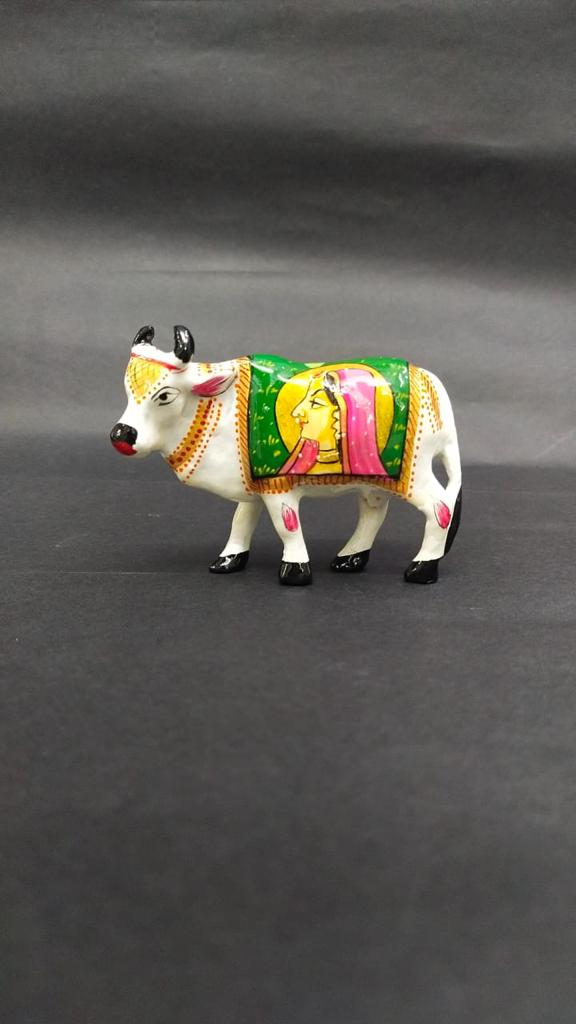 Hand Painting On Metal Cow Memorable Indian Souvenir Gifts By Tamrapatra
