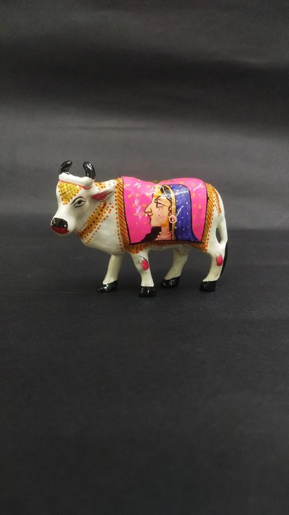 Hand Painting On Metal Cow Memorable Indian Souvenir Gifts By Tamrapatra