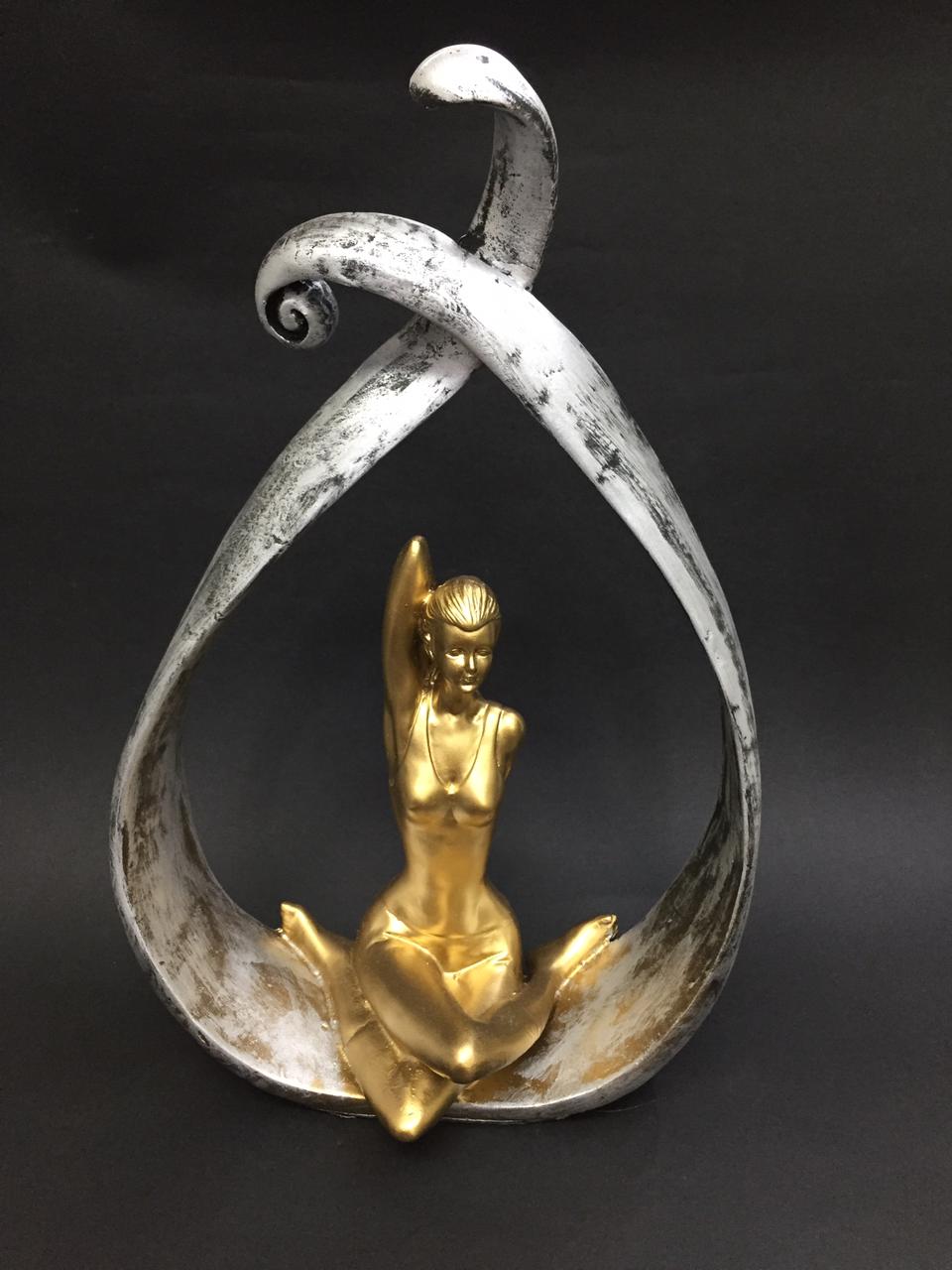 Modern Home Décor Yoga Lady Figurine In Showpiece New Art Tamrapatra