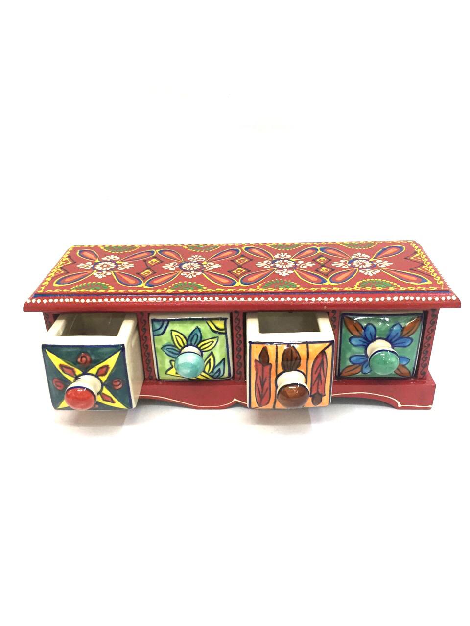 Long Horizontal 4 Drawer Ceramic Drawer Dressing Table Storage By Tamrapatra