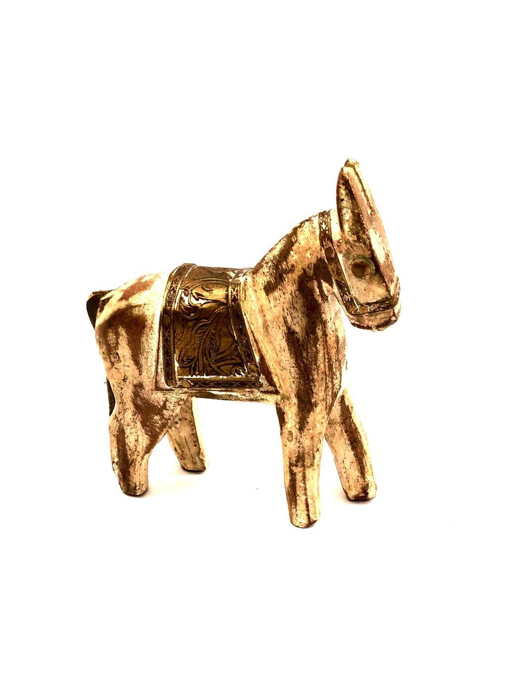 Artistic Wooden Horse Painted Rustic Style Best Handicrafts By Tamrapatra - Tanariri Hastakala