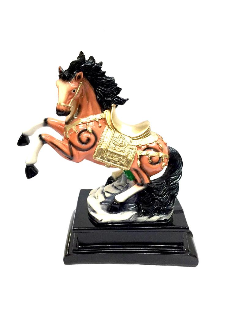 Premium Quality Horse Animal Showpiece Reared Style On Stand Tamrapatra