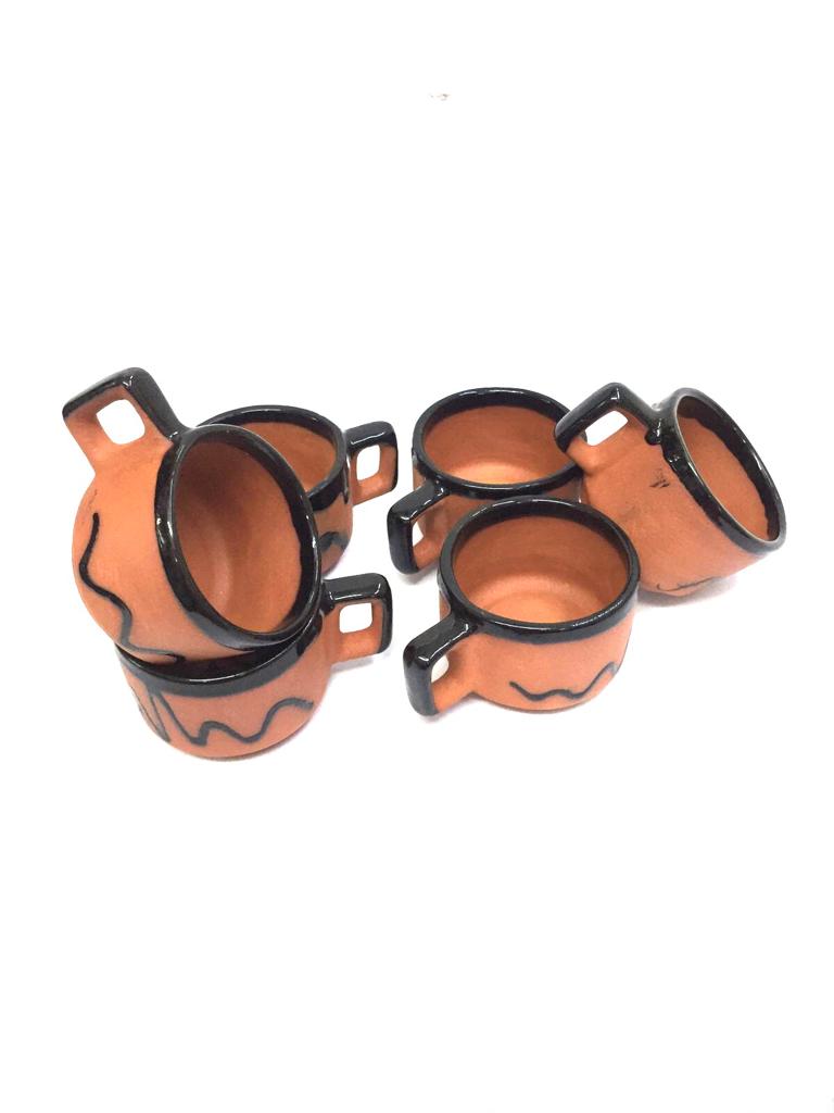 Hotel Style Mugs Cups Set Of 6 Glazed Attractive Earthenware By Tamrapatra