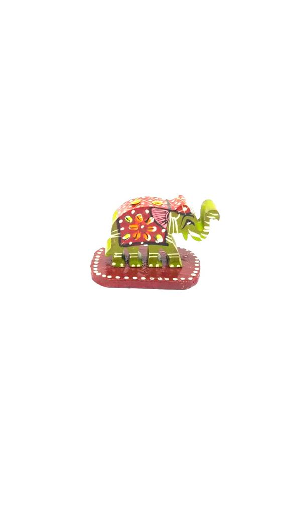 Elephant Incense Stick Holder Wooden Hand Painted Gifting Art By Tamrapatra